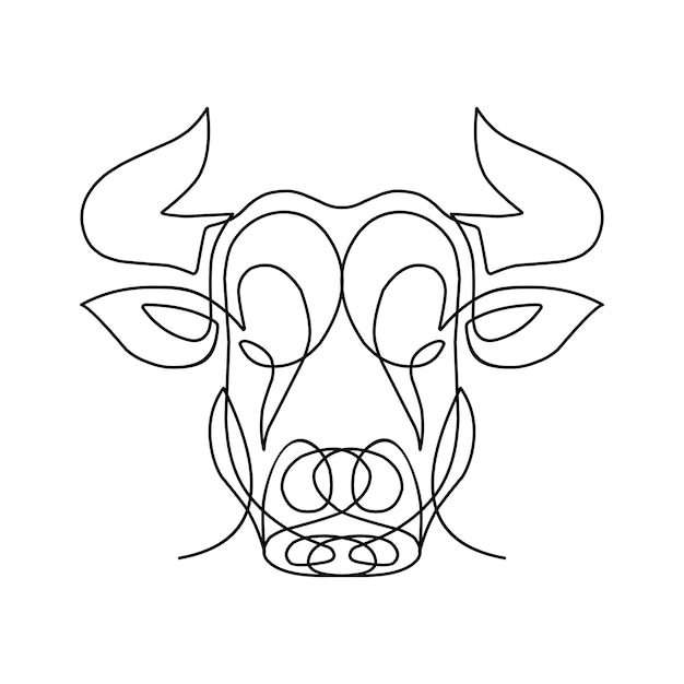 Vector arte continuo de una línea de toro