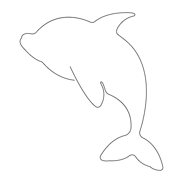 Arte continuo de línea única de delfín delfín lindo vector de dibujo de una línea e ilustración