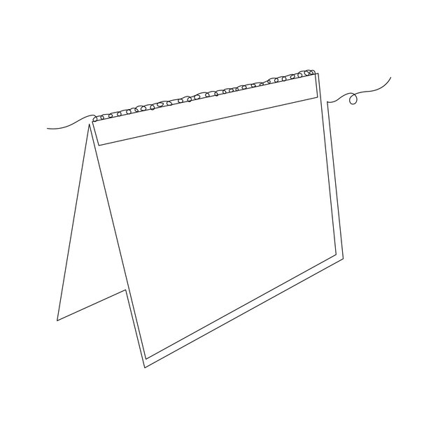 Arte continuo de una sola línea del calendario Looseleaf Calendario de un vector de dibujo de línea y ilustración