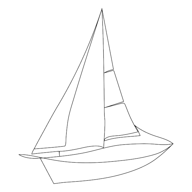 Arte continuo de una sola línea dibujando arte de ilustración de una línea en Sailboat
