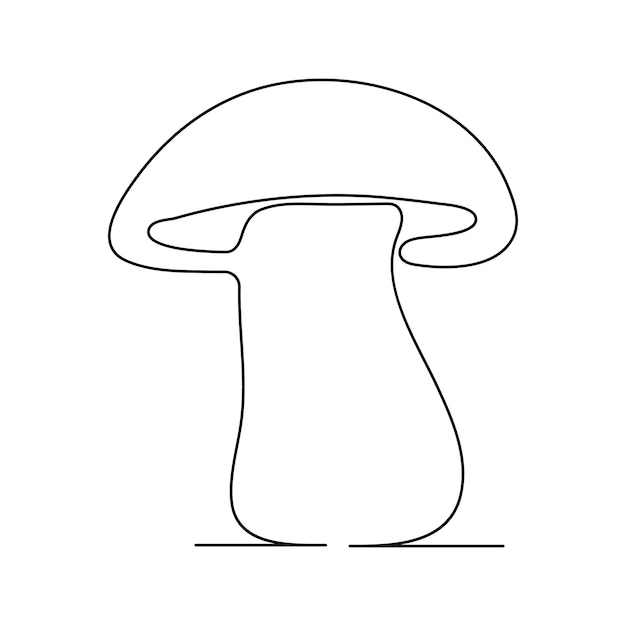 Arte continuo de una sola línea de hongo Hongo en línea de dibujo vectorial e ilustración