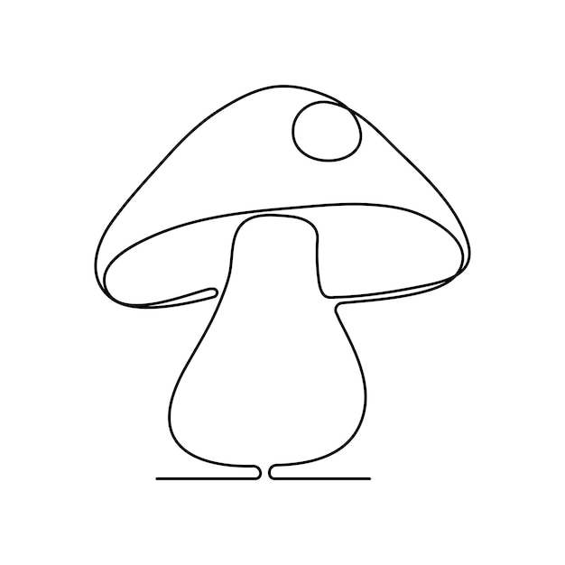 Arte continuo de una sola línea de hongo Hongo en línea de dibujo vectorial e ilustración