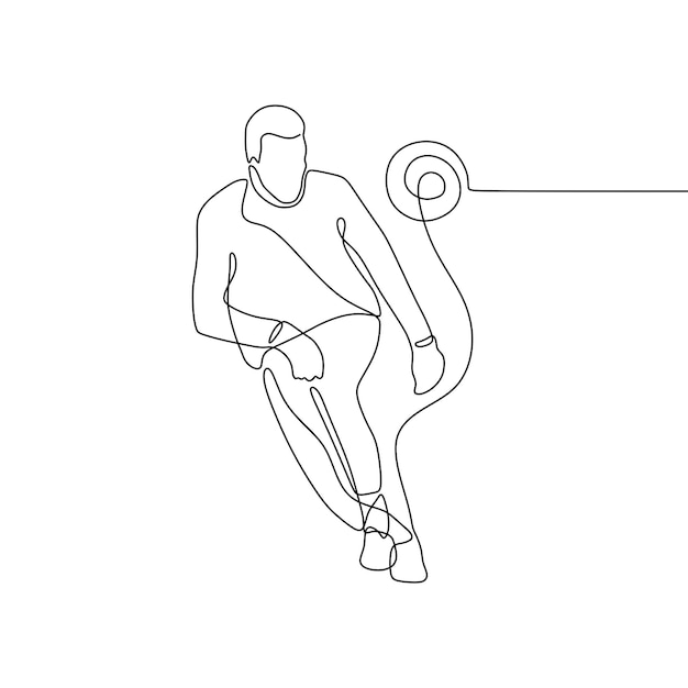 El arte continuo de una sola línea de un jugador de fútbol