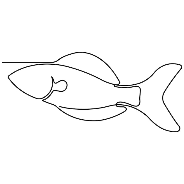 Arte continuo de una sola línea de peces Pescado lindo vector de dibujo de una línea e ilustración