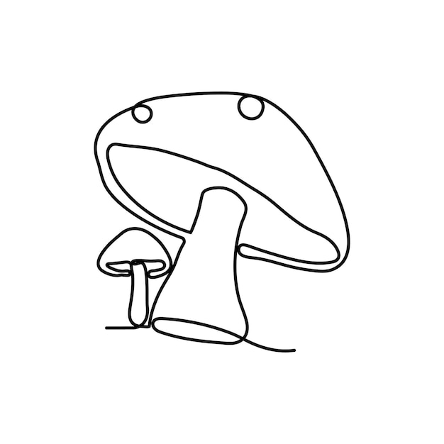 Arte continuo de una sola línea de setas setas lindas un vector de dibujo de línea y ilustración