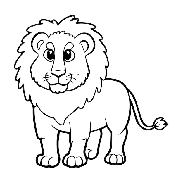 arte de contorno en blanco y negro para niños página de colorear libro león páginas de colorear para niños