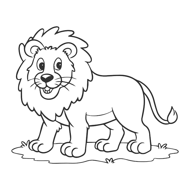 arte de contorno en blanco y negro para niños página de colorear libro león páginas de colorear para niños