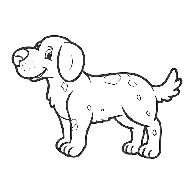 arte de contorno en blanco y negro para niños página de libro de colorear páginas de colorear perros para niños