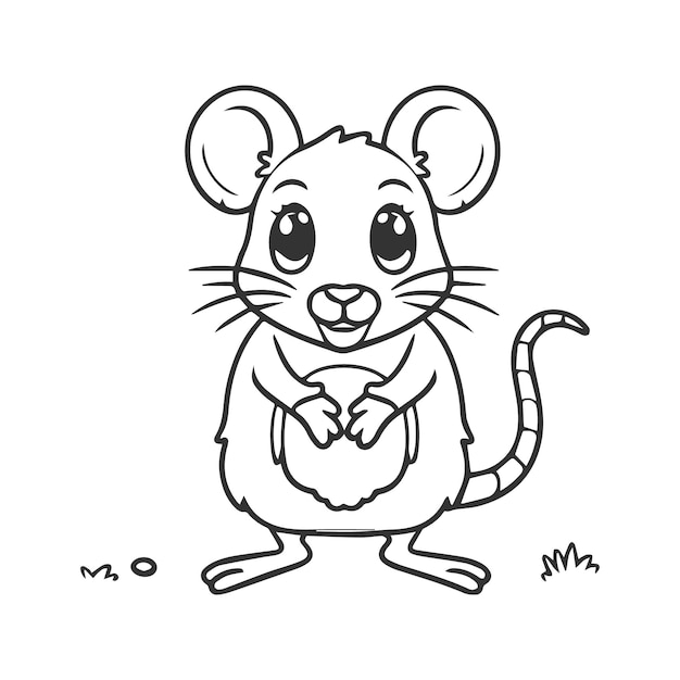Vector arte de contorno en blanco y negro para niños página de libro de colorear páginas de colorear ratón para niños
