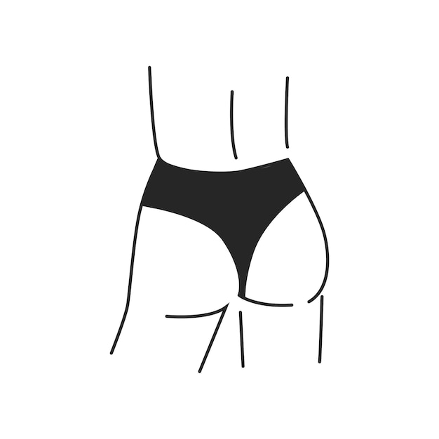 Arte de contorno de parte de cuerpo mínimo de glúteos femeninos