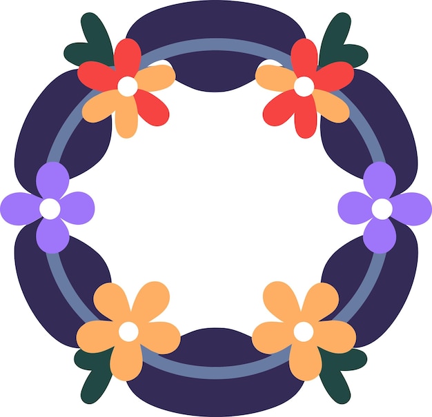 Arte de corona de elegancia floral digital Diseño de corona de anillos de follaje vectorizado