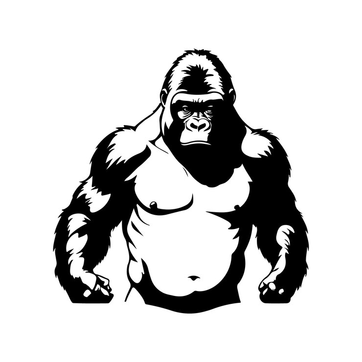 Vector arte dibujado estilo vectorial de gorila con fondo blanco