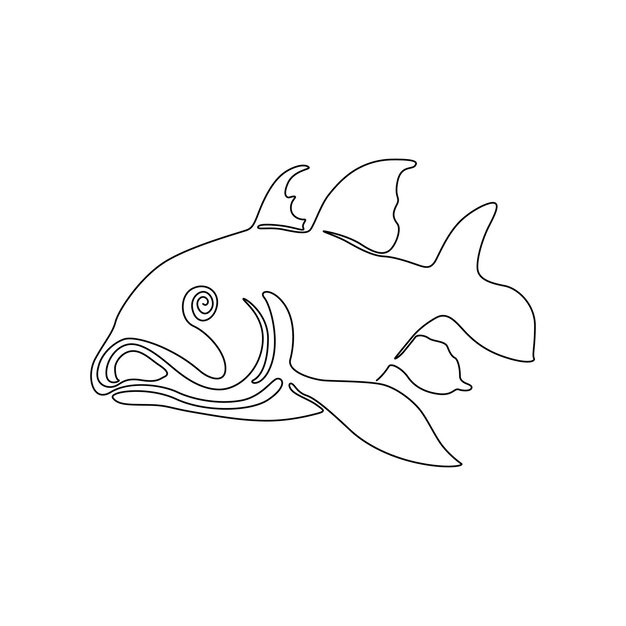 Arte de dibujo continuo de una línea del estilo del logotipo del pez gato