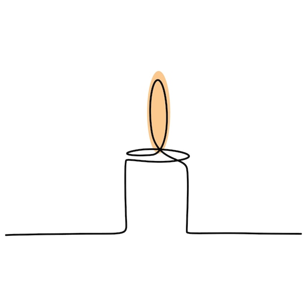 Arte de dibujo continuo de una línea de ilustración vectorial de vela