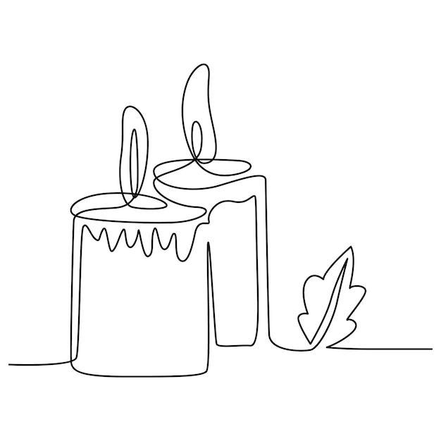 Arte de dibujo continuo de una línea de ilustración vectorial de vela