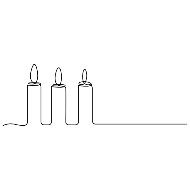 Arte de dibujo continuo de una línea de ilustración vectorial de vela