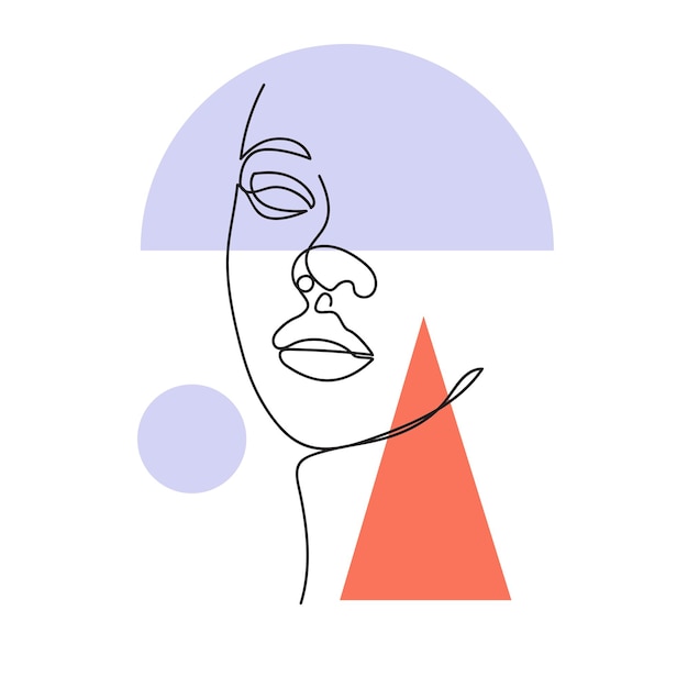 Arte de dibujo de línea de rostro femenino minimalista abstracto. Idea para estampados, tatuajes, carteles, textiles.