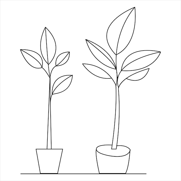 Arte de dibujo de línea única continua de árbol e ilustración vectorial de estilo árbol