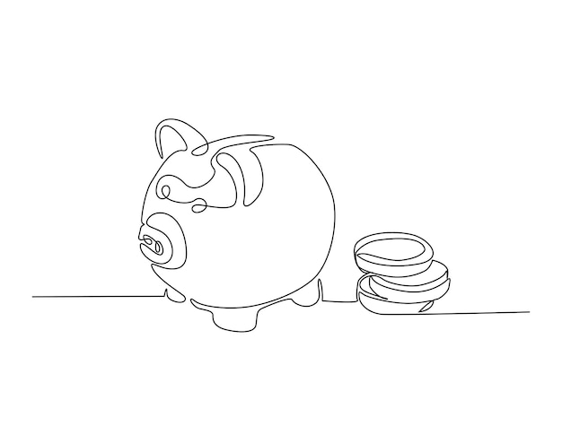 El arte del dibujo de líneas continuas de la caja de ahorros linda