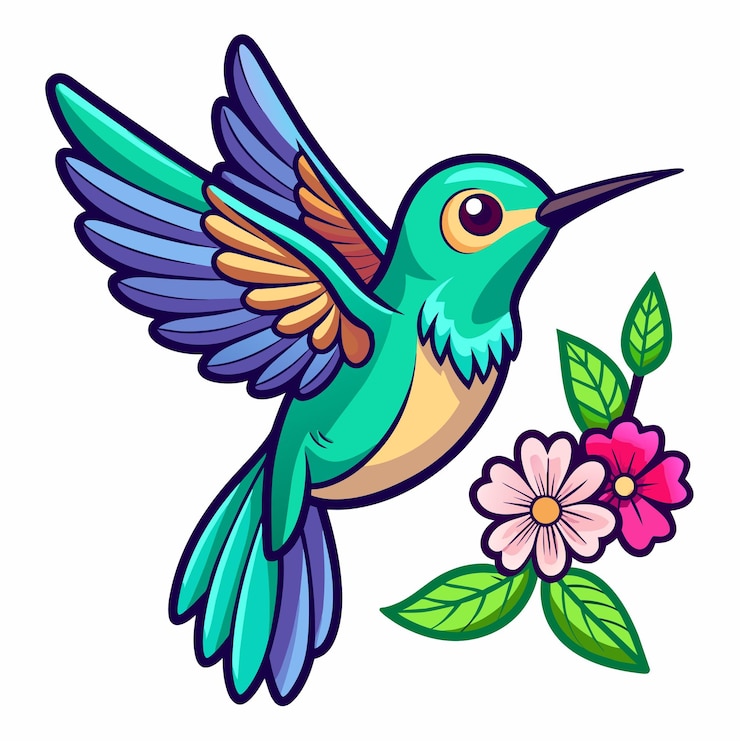 Vector arte de dibujos animados vectoriales de colibríes