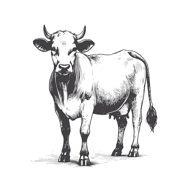 Arte de dibujos de vacas dibujados a mano