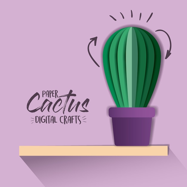 Arte digital de cactus de papel