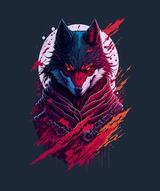 Arte digital de un lobo con aspecto artístico.