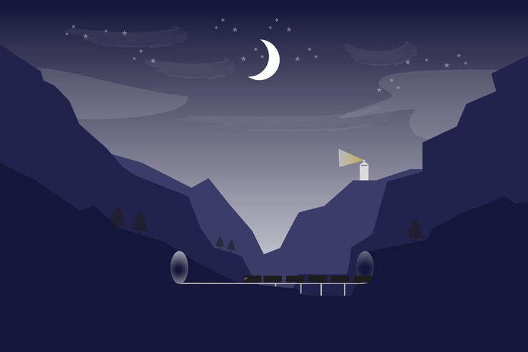 arte digital paisaje arte paisajístico con luna Diseño de arte contemporáneo moderno