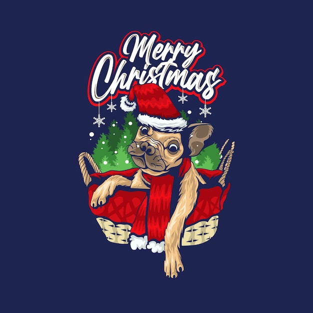 Vector arte de diseño de camiseta de perro de navidad, ilustración de póster de feliz navidad