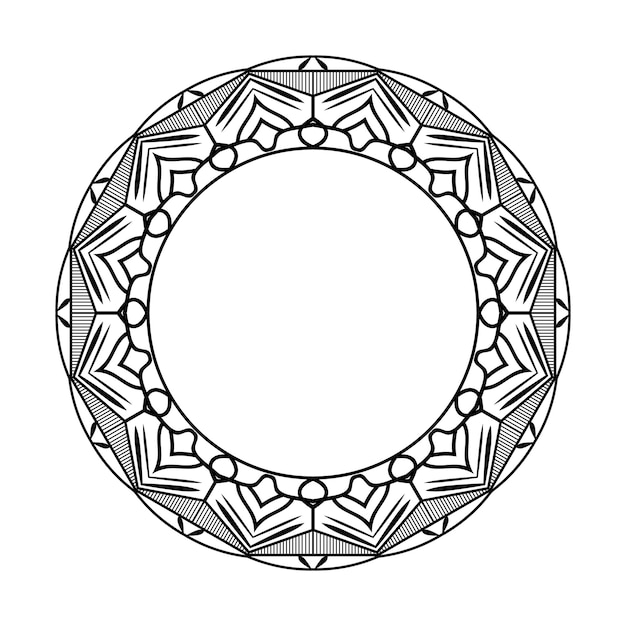 Arte de diseño de fondo de mandala blanco y negro abstracto