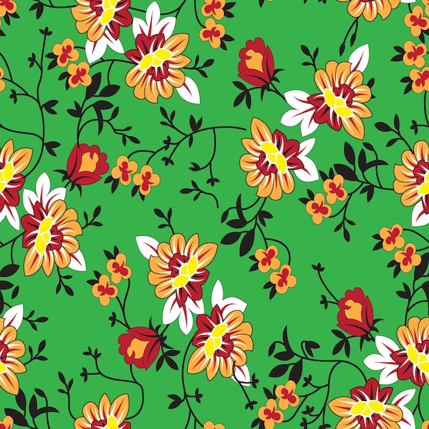 Arte de diseño de tela de flores pequeñas y coloridas