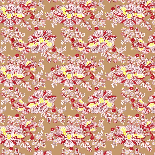 Arte de diseño de tela de flores pequeñas y coloridas