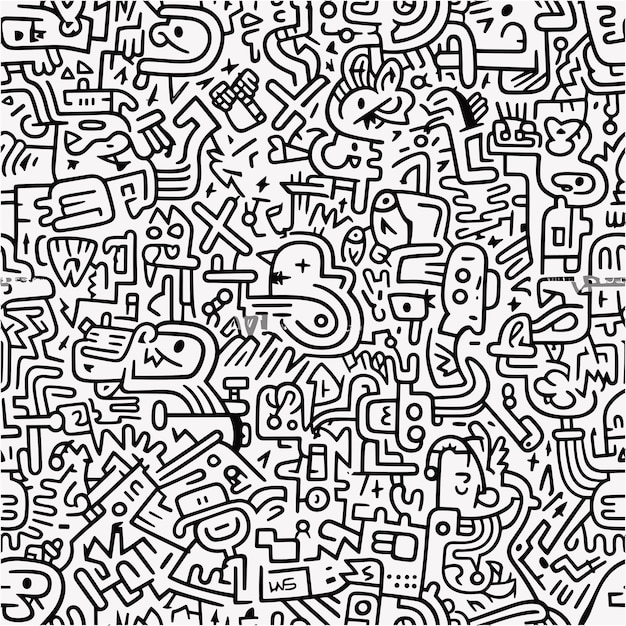 Arte de doodle en blanco y negro