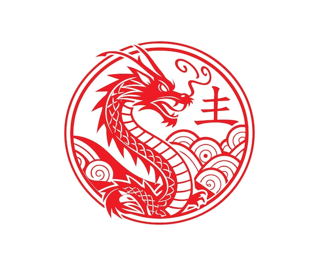 Arte del dragón rojo chino