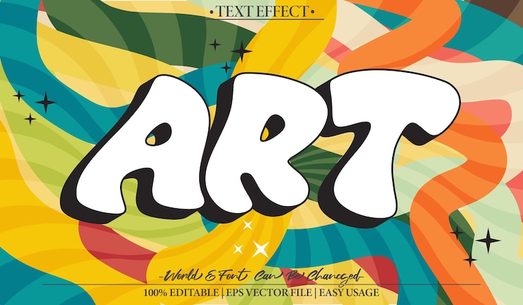 Vector arte efecto de texto vectorial editable alfabeto color pincel de colores
