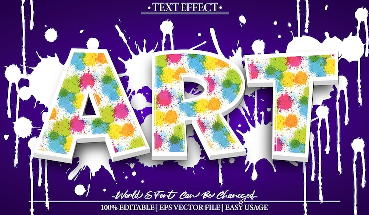 Vector arte efecto de texto vectorial editable alfabeto color pincel de colores