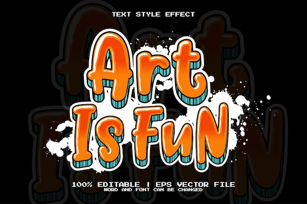 Vector el arte es divertido efecto de texto estilo de graffiti 3d editable