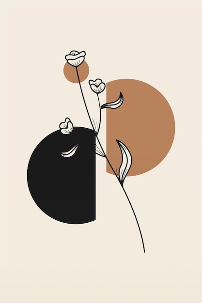 Vector arte estético abstracto de mujer bohemia para impresión y fines digitales resumen botani decoración de arte de pared boho flor decoración de pared póster imprimible flor arte de la pared decoración del hogar póster