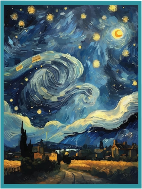 Arte estilo personalizado cielo nocturno lleno de estrellas y coloridas obras de arte vectorial