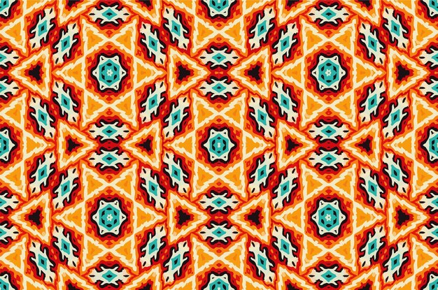 Arte étnico abstracto ikat patrón sin costuras colorido en la gente tribal bordado patrón étnico colorido