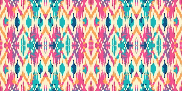 Arte étnico abstracto ikat patrón sin costuras colorido en la gente tribal bordado patrón étnico colorido
