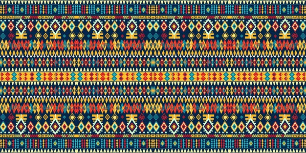 Arte étnico abstracto ikat patrón sin costuras colorido en la gente tribal bordado patrón étnico colorido