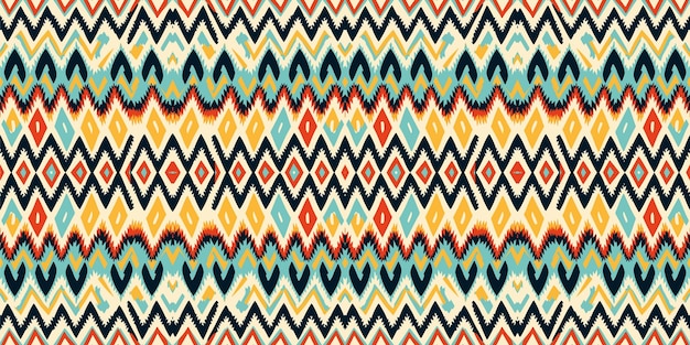 Arte étnico abstracto ikat patrón sin costuras colorido en la gente tribal bordado patrón étnico colorido