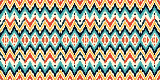 Arte étnico abstracto ikat patrón sin costuras colorido en la gente tribal bordado patrón étnico colorido