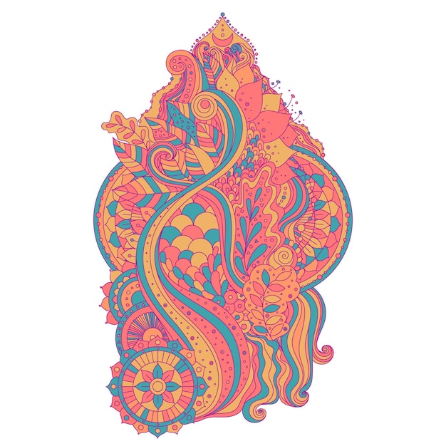Arte étnico con hojas mandalas y flores de loto patrón decorativo oriental étnico