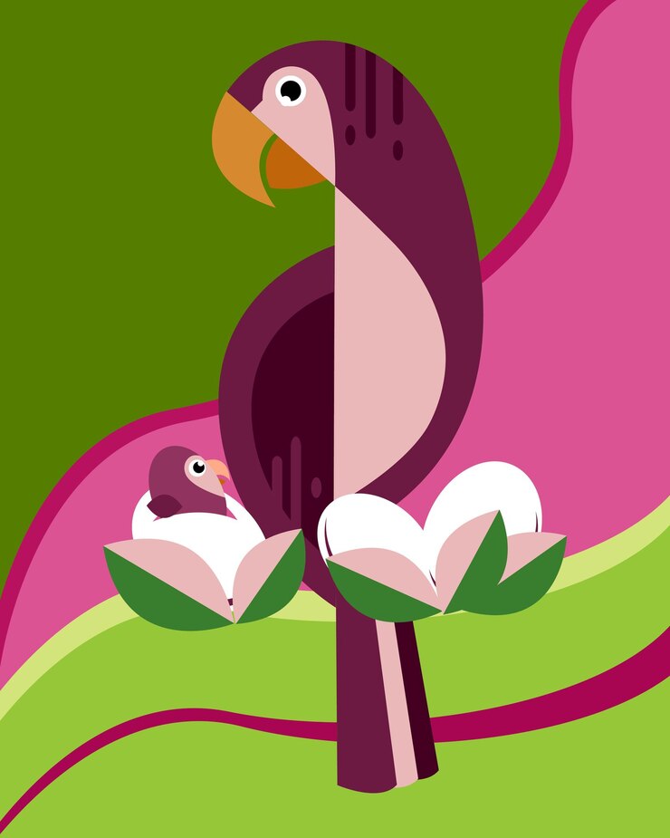 Vector arte con familia de loros