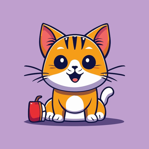 Arte felino hermoso gato en vector