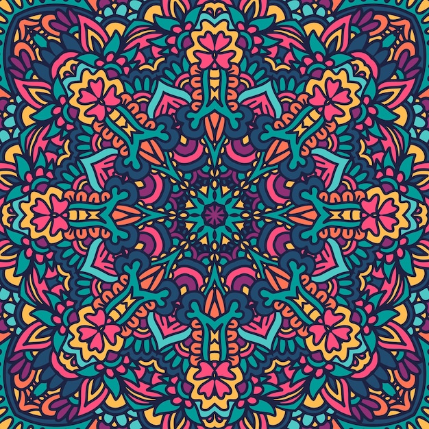 Arte festivo patrón sin costuras mandala mandala geométrica étnica dibujo artístico de dibujos dibujos coloridos ornamento de fondo psicodélico