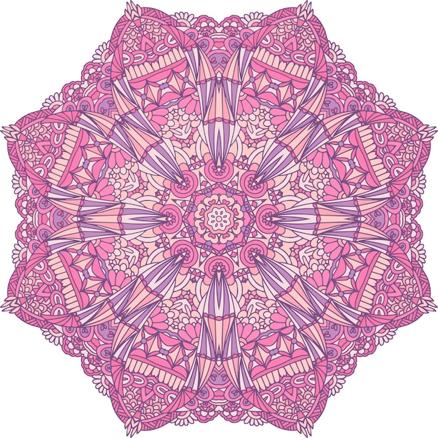 Arte floral vectorial medallón de encaje paisley mandala sin costura diseño étnico con adorno de garabateo