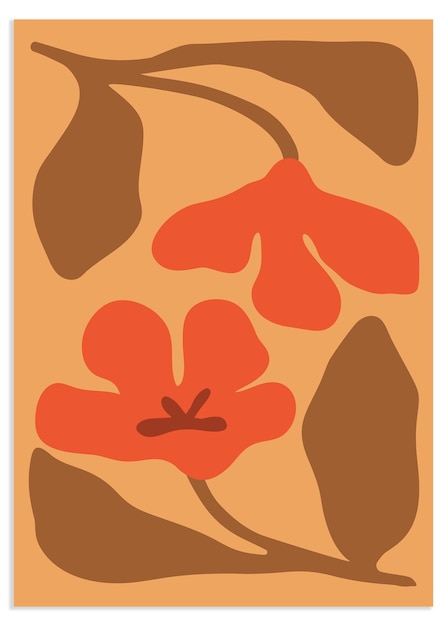 Arte de fondo de Doodle con flores y hojas